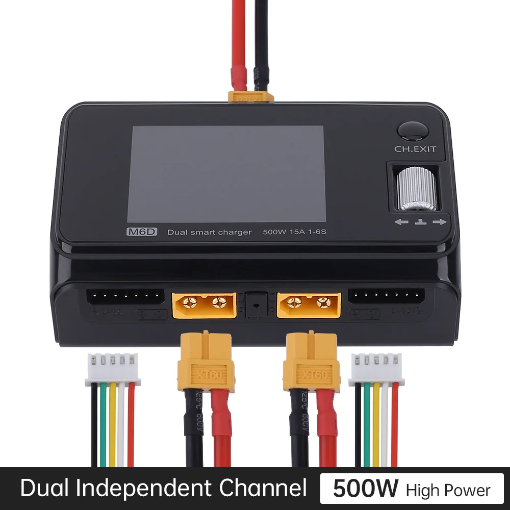 M6D 500W 25A DC Dvokanálový inteligentní vyvažovací nabíjecí vybíjecí zařízení pro 1-6S LiPo/LiHV/LiFe/LiIon, 1-16S NiMH,...
