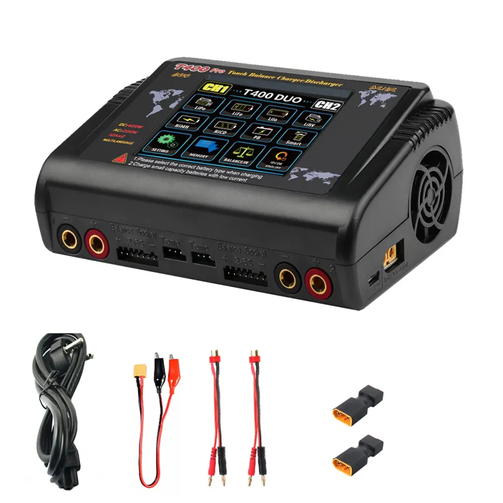 NOEIFEVO T400 Pro RC Nabíječka vybíječka Dvojitý kanál DC 400W AC 200W 12A pro baterie LiHV LiFe Li-ion NiCd NiMh Pb LiPo