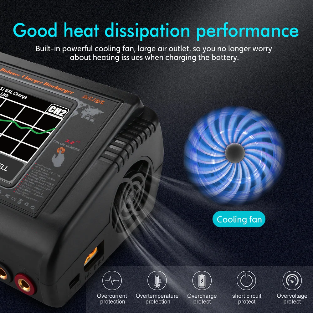 NOEIFEVO T400 Pro RC Nabíječka vybíječka Dvojitý kanál DC 400W AC 200W 12A pro baterie LiHV LiFe Li-ion NiCd NiMh Pb LiPo