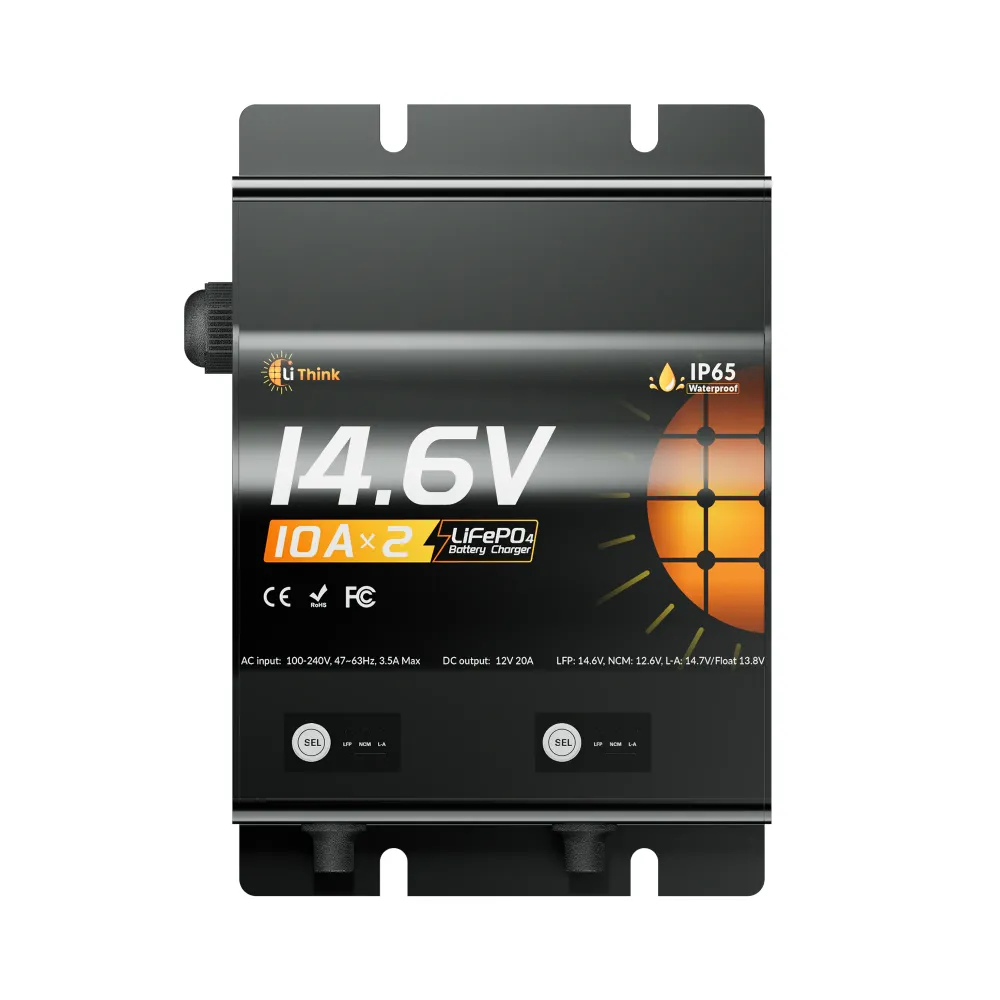 Lithink 14.6V 10A Vodotěsná duální nabíječka – pro LiFePO₄, NCM olověné baterie