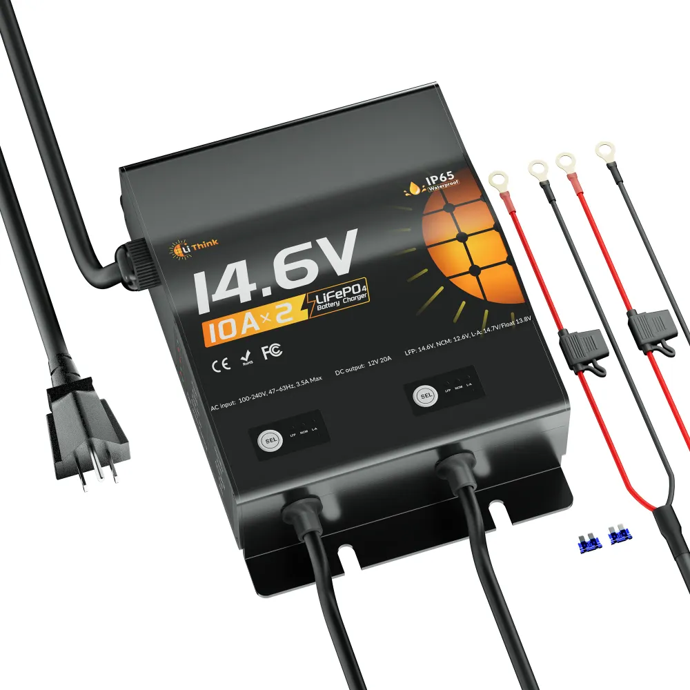 Lithink 14.6V 10A Vodotěsná duální nabíječka – pro LiFePO₄, NCM olověné baterie