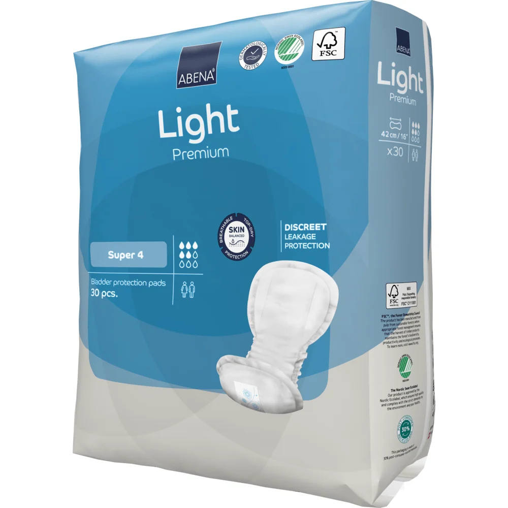 Abena Light Super 4, Premium | Pacote (30 casais) Made USA