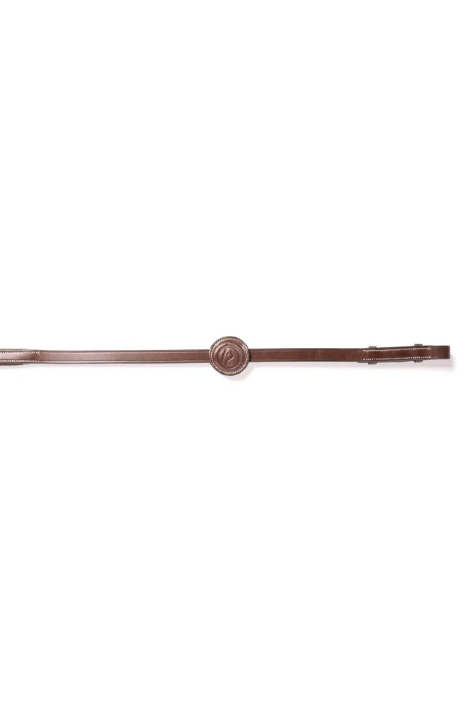 Deauville 5/8inch Web Reins 9 Stops Brown/Gold F