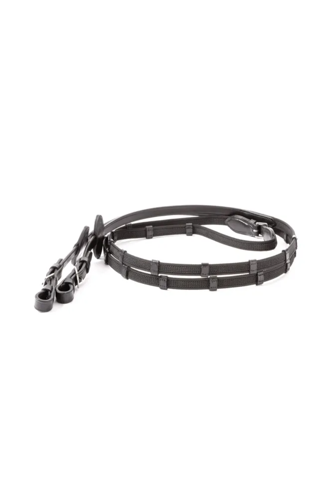 Dvojlůžkový Ridge Rubberised Reins 10 Stops, 16 mm Black PII