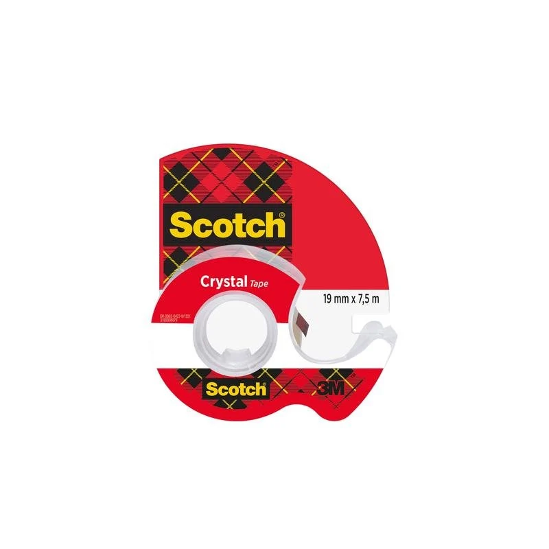 Scotch® Crystal Klebeband, 19 mm x 7.5 m, 1 Rolle + Handabroller