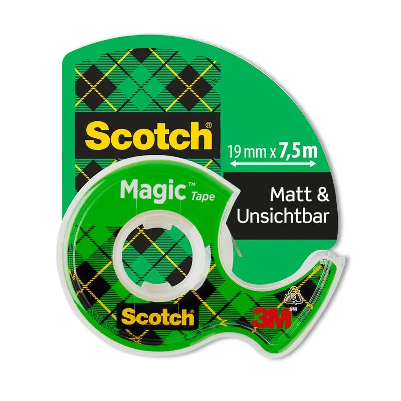 Scotch® Magic™ Unsichtbares Klebeband 1 Rolle, 19 mm x 7,5 m + Handabroller