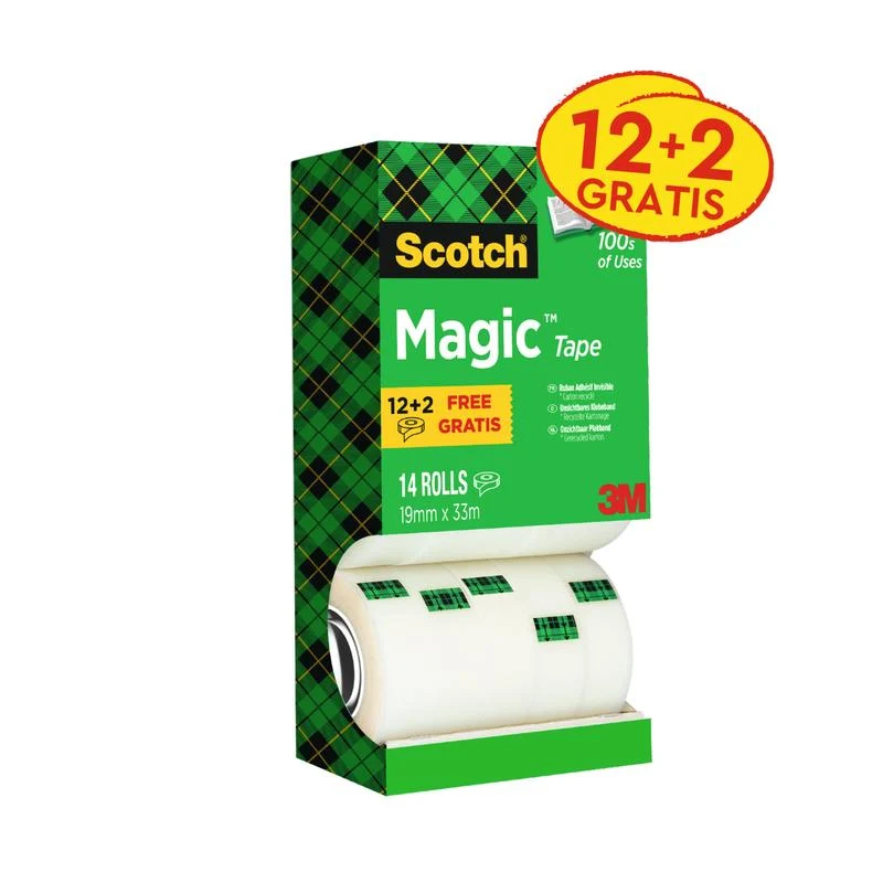 Scotch® Magic™ Unsichtbares Klebeband, Vorteilspack 14 Rollen, 19 mm x 33 m | Packung (1 Stück)