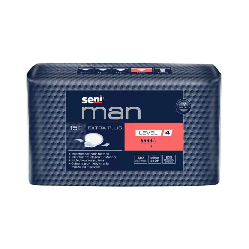 Seni Man Additional Plus Nivel 4 Insert de incontinență | Pachet (15 bucăți)