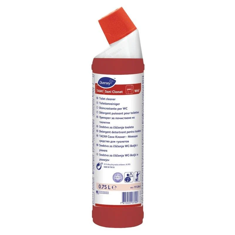 Taski Sani CLONET, limpador de banheiro, pronto para uso, com base no ácido limão / sulfâmico | Garrafa (750 ml) - 20V