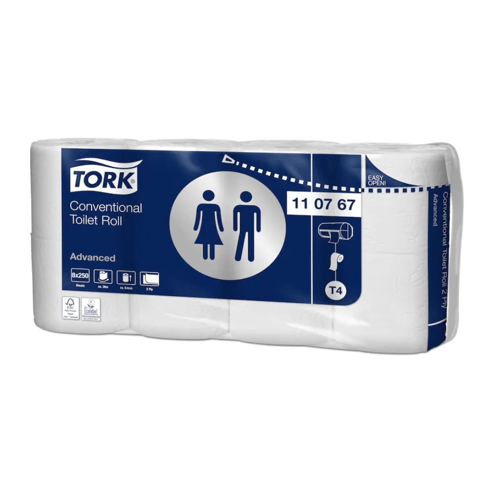 TORK 110767 Hârtie igienică mică avansată T4 2-LAGIG | Carton (64 de rulouri)