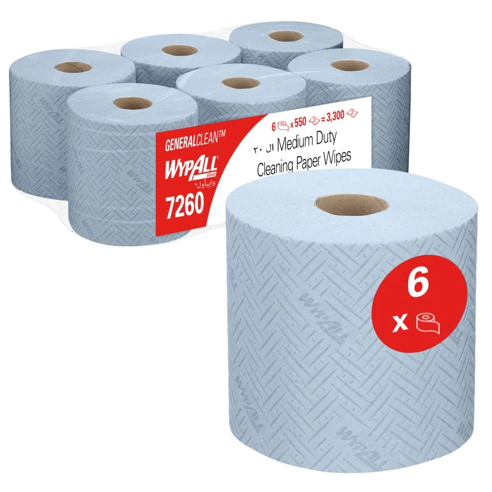 Wypall® L20 Geral Čistit - CentRefed Reach+™ / Blue / 2 -Layer - 6 rolos x 550 folhas | Papelão (6 funções)