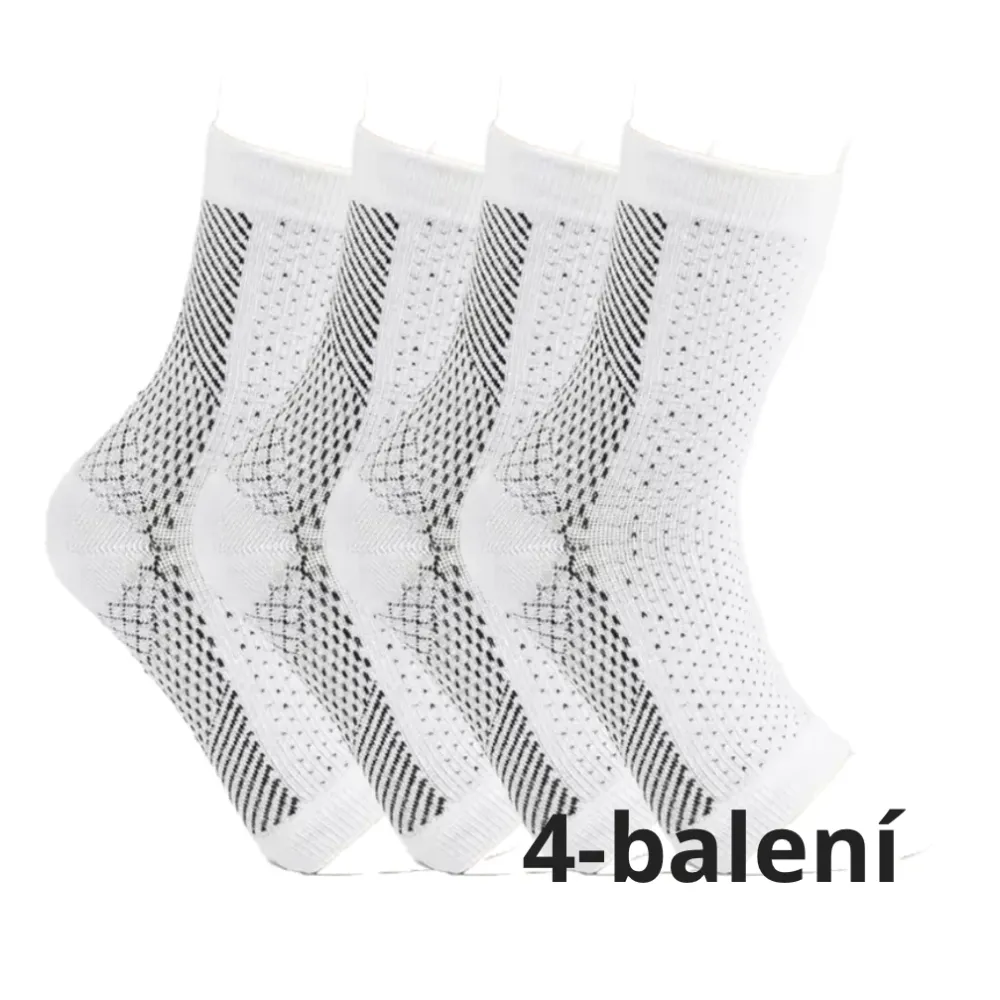 4-balení Kompresní ponožky pro úlevu od bolesti chodidel - bíle