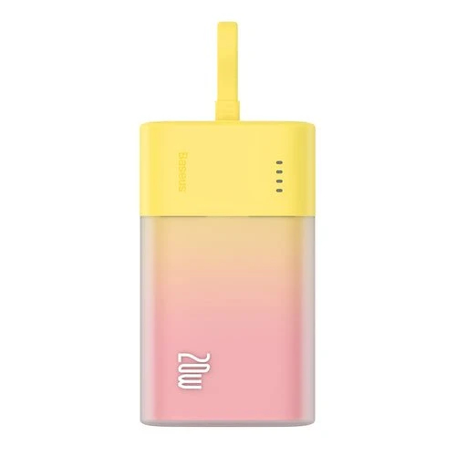 Baseus Popsicle 5200 mAh 20 W, kabel Lightning + USB-C - žluto-růžová