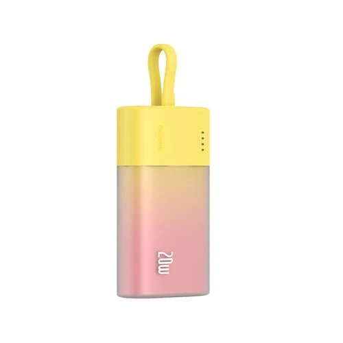 Baseus Popsicle 5200 mAh 20 W, kabel Lightning + USB-C - žluto-růžová