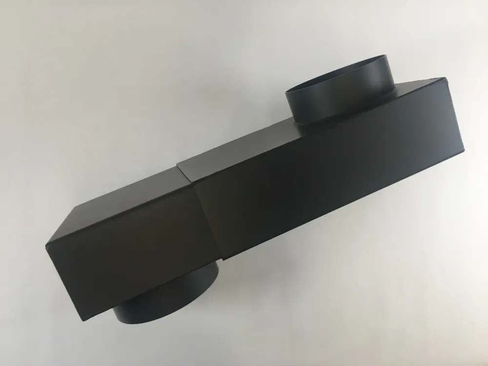 Boxové koleno DN 120 prodloužení 335-470 mm ploché koleno nastavitelné černé