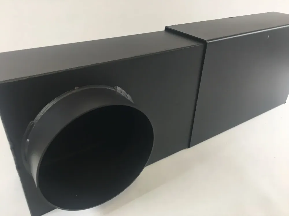 Boxové koleno DN 120 prodloužení 335-470 mm ploché koleno nastavitelné černé