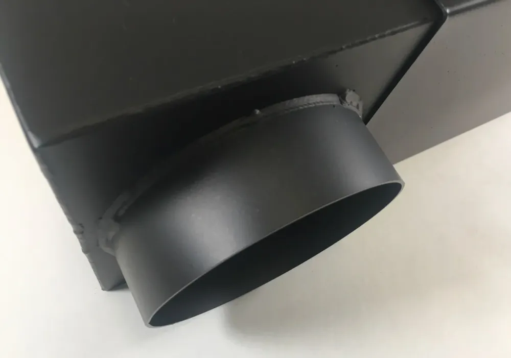 Boxové koleno DN 120 prodloužení 335-470 mm ploché koleno nastavitelné černé