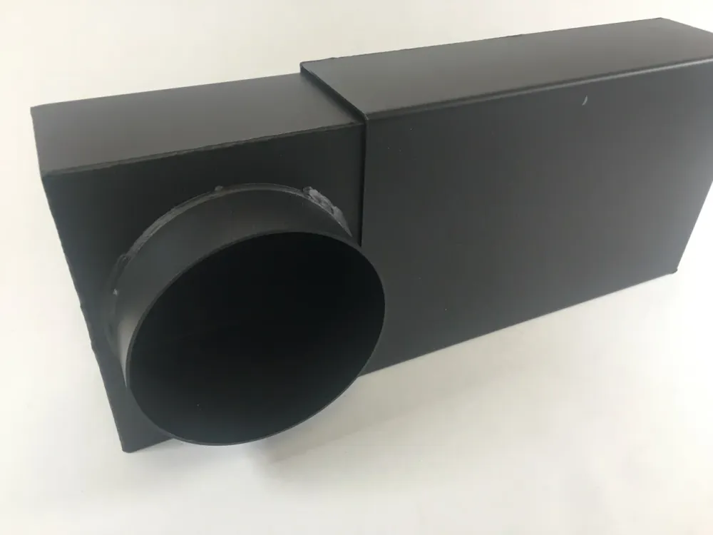 Boxové koleno DN 120 prodloužení 335-470 mm ploché koleno nastavitelné černé