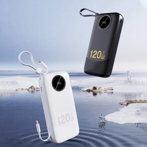 Dudao K13Pro 20000 mAh powerbanka, integrovaný kabel - černá