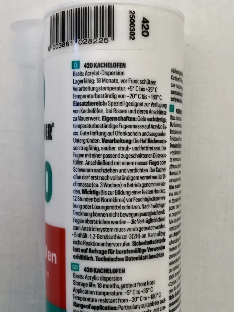Elastický akrylový tmel na spáry PERLWEISS pro krby kachlová kamna v kartuších
