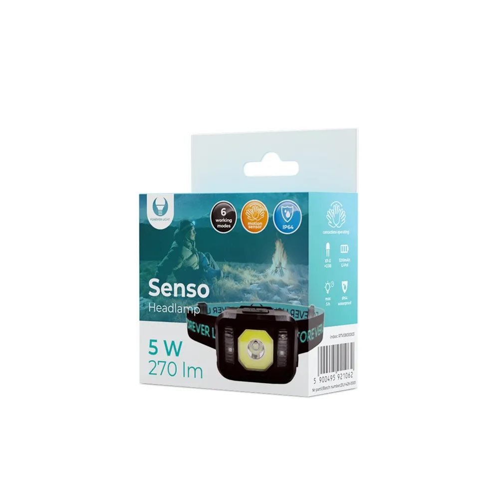 Čelovka LED Senso XP-E 3W + COB 3W s čidlem 270lm 1200mAh Li-Pol