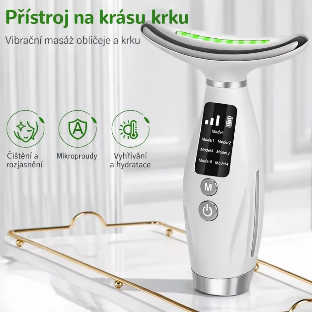 EMS masážní přístroj na krk s LED terapií – 7 režimů