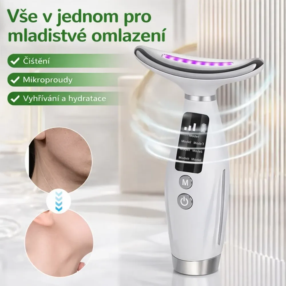 EMS masážní přístroj na krk s LED terapií – 7 režimů