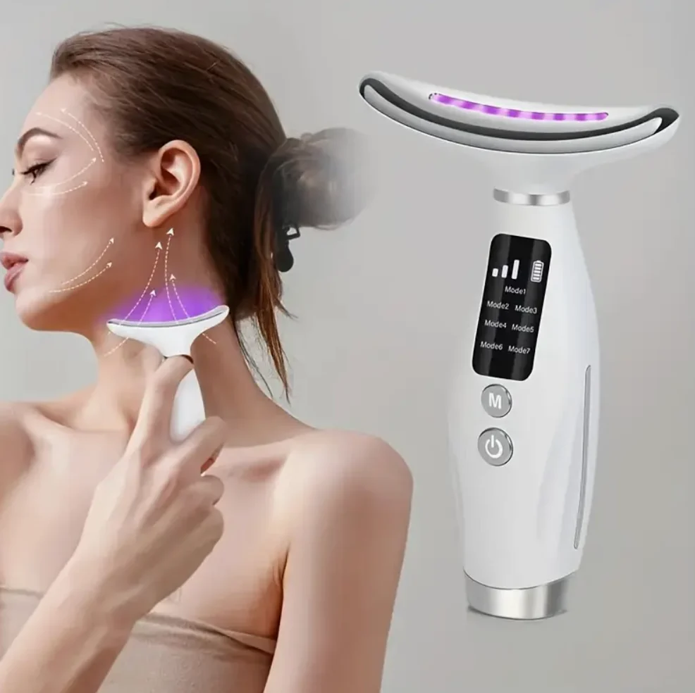 EMS masážní přístroj na krk s LED terapií – 7 režimů