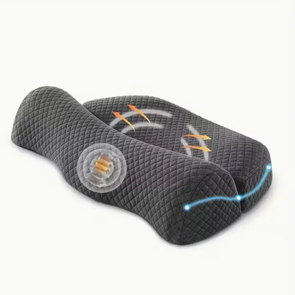 Ergonomický krční polštář pro oporu páteře šedý 52x35