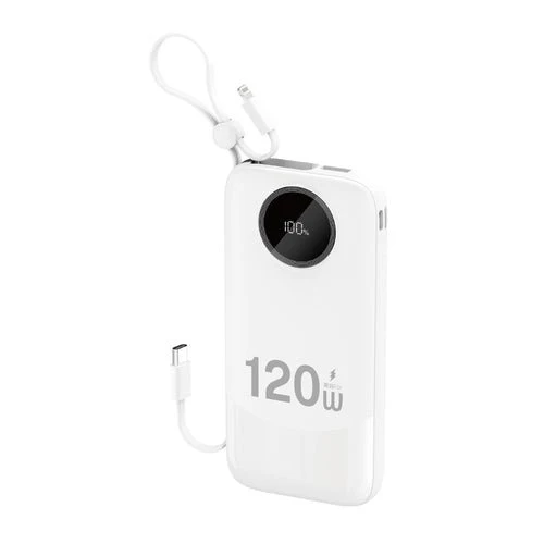Externí baterie Dudao K13 10 000 mAh, integrovaný kabel - bílá