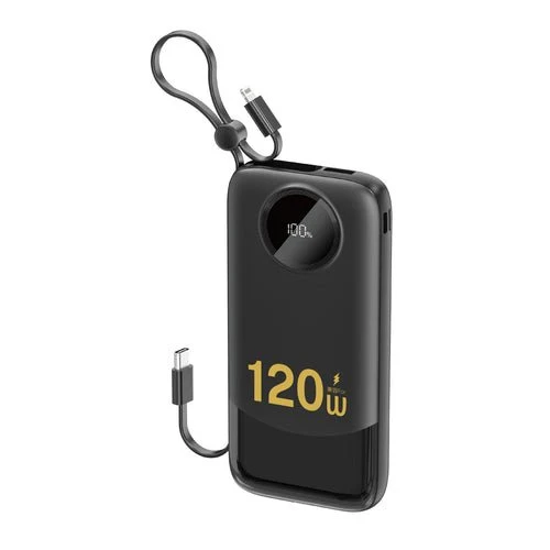 Externí baterie Dudao K13 10000 mAh s integrovaným kabelem - černá