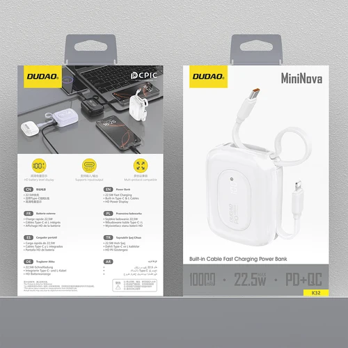 Externí baterie Dudao K32 22,5 W 10 000 mAh, kabel USB-C/Lightning
