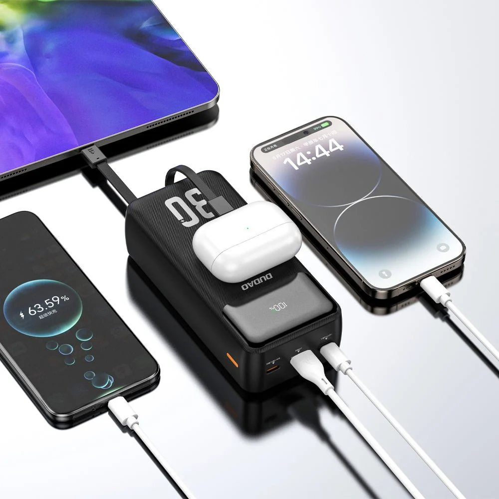 Externí baterie K15Max 30000mAh s integrovanými kabely DUDAO