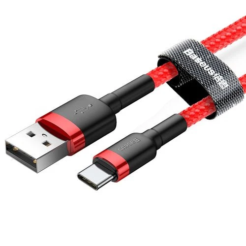 Kabel Baseus Cafule USB-/USB-C QC 3.0 3A 0,5 m - červený