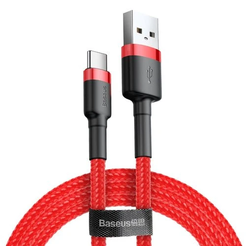 Kabel Baseus Cafule USB-/USB-C QC 3.0 3A 1 m - Červený