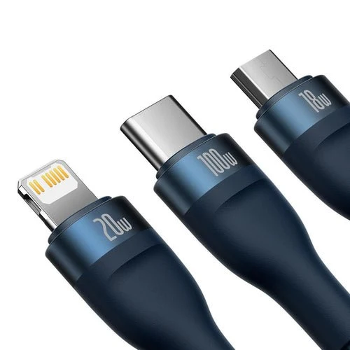 Kabel Baseus Flash II 4 v 1 USB-C/ 100W 1,5m modrý