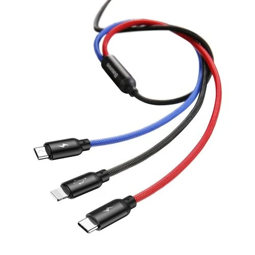 Kabel Baseus 3 v 1 USB- - micro USB/Lightning/USB-C, 1,2 m, černý