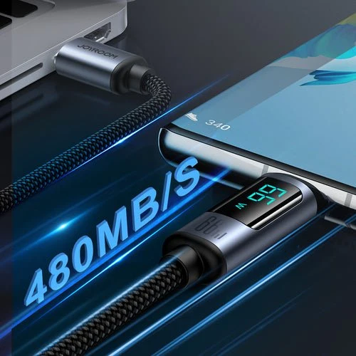 Kabel Joyroom A16 USB-C/, 66 W, 1,2 m, LED displej - černý