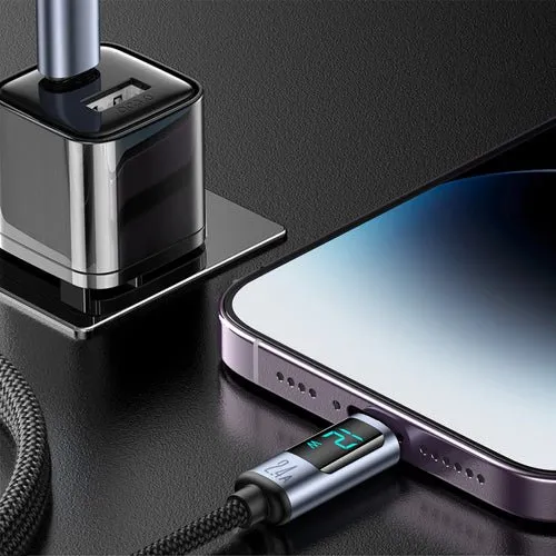 Kabel Joyroom Prism A16 Lightning/USB- 2,4A 1,2m LED - černý