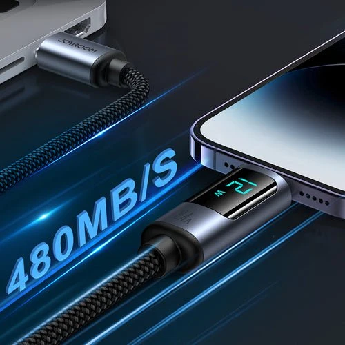 Kabel Joyroom Prism A16 Lightning/USB- 2,4A 1,2m LED - černý