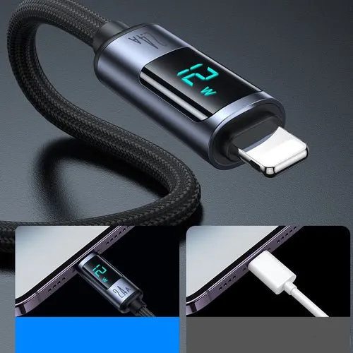 Kabel Joyroom Prism A16 Lightning/USB- 2,4A 1,2m LED - černý