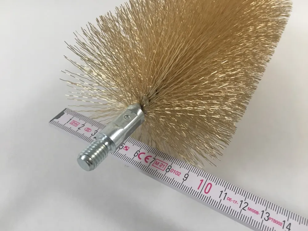 Kartáčová hlava 100mm trubkový kartáč z ocelového drátu s mosazným povrchem vnějším závitem M10