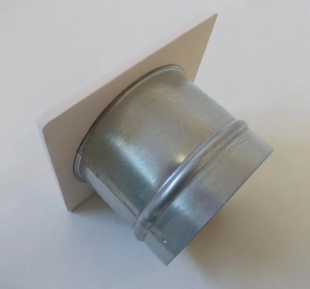 Keramická čisticí zásuvka čtvercová "14 x 14 cm" s kulatou montážní objímkou