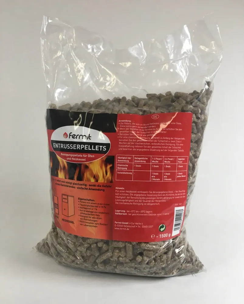 Pelety na odstraňování sazí 1,5kg sáček Čistící pelety Kamna na pelety Kotle na pelety