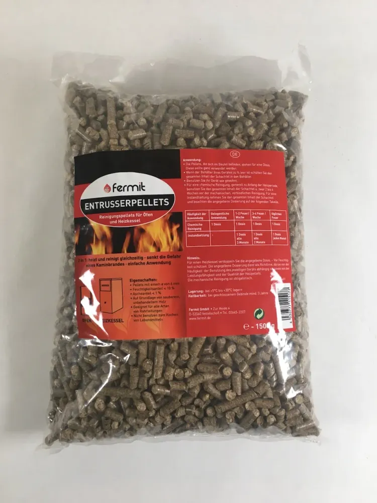 Pelety na odstraňování sazí 1,5kg sáček Čistící pelety Kamna na pelety Kotle na pelety