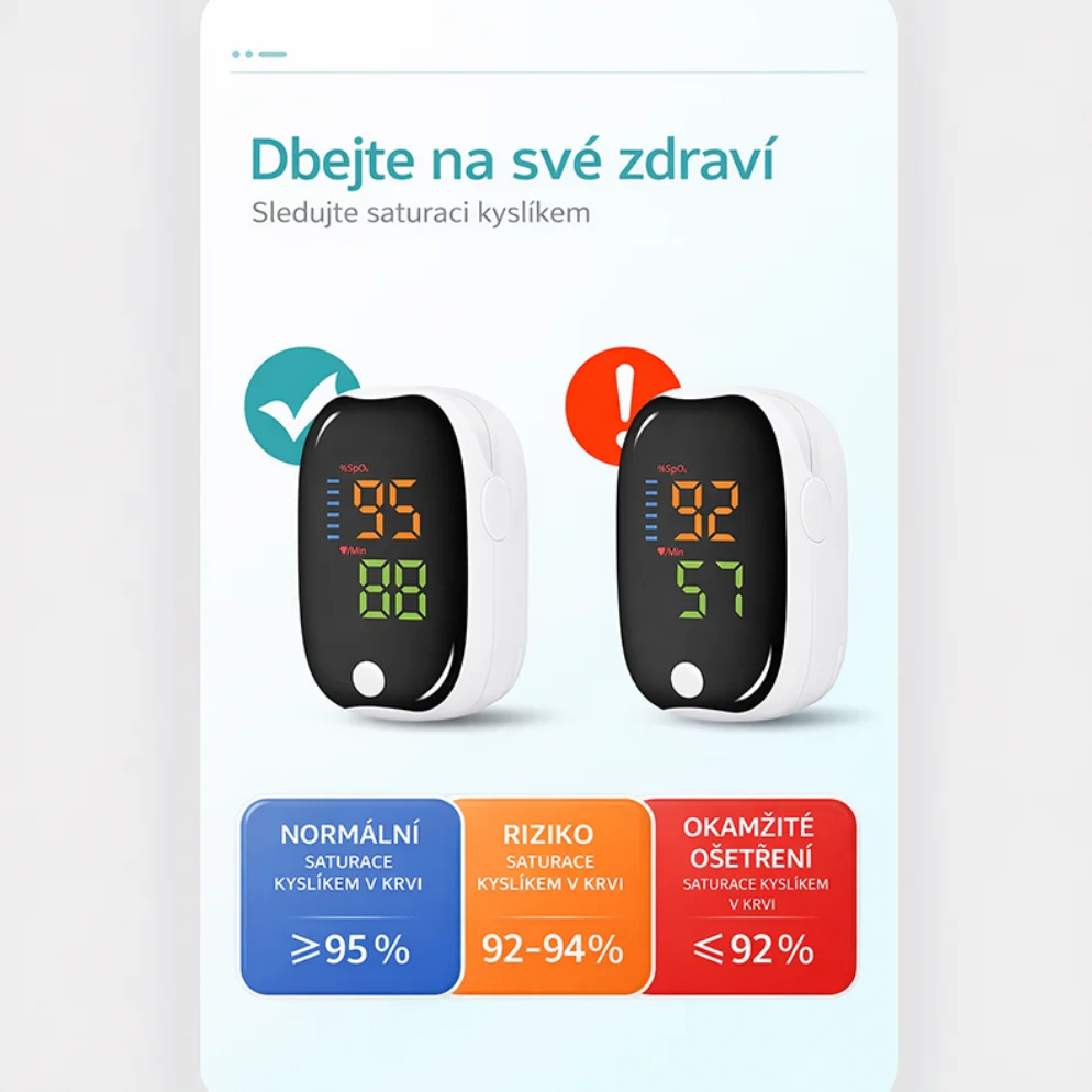 Prémiový pulzní oxymetrs LED displejem