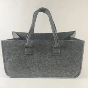 Pytel na palivové dřevo ze světle šedé plsti 50x25x26cm
