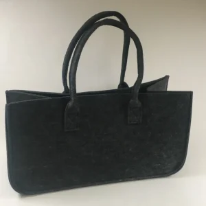 Pytel na palivové dřevo z tmavě šedé plsti 50x25x25cm