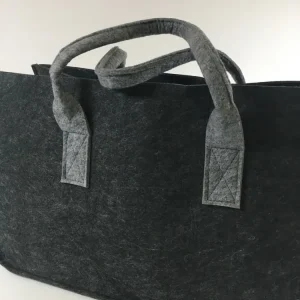 Pytel na palivové dříví z tmavě šedé plsti se světle šedou rukojetí 48x28x25cm