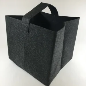 Čtvercová taška na palivové dřevo z černé plsti 37x34x33cm